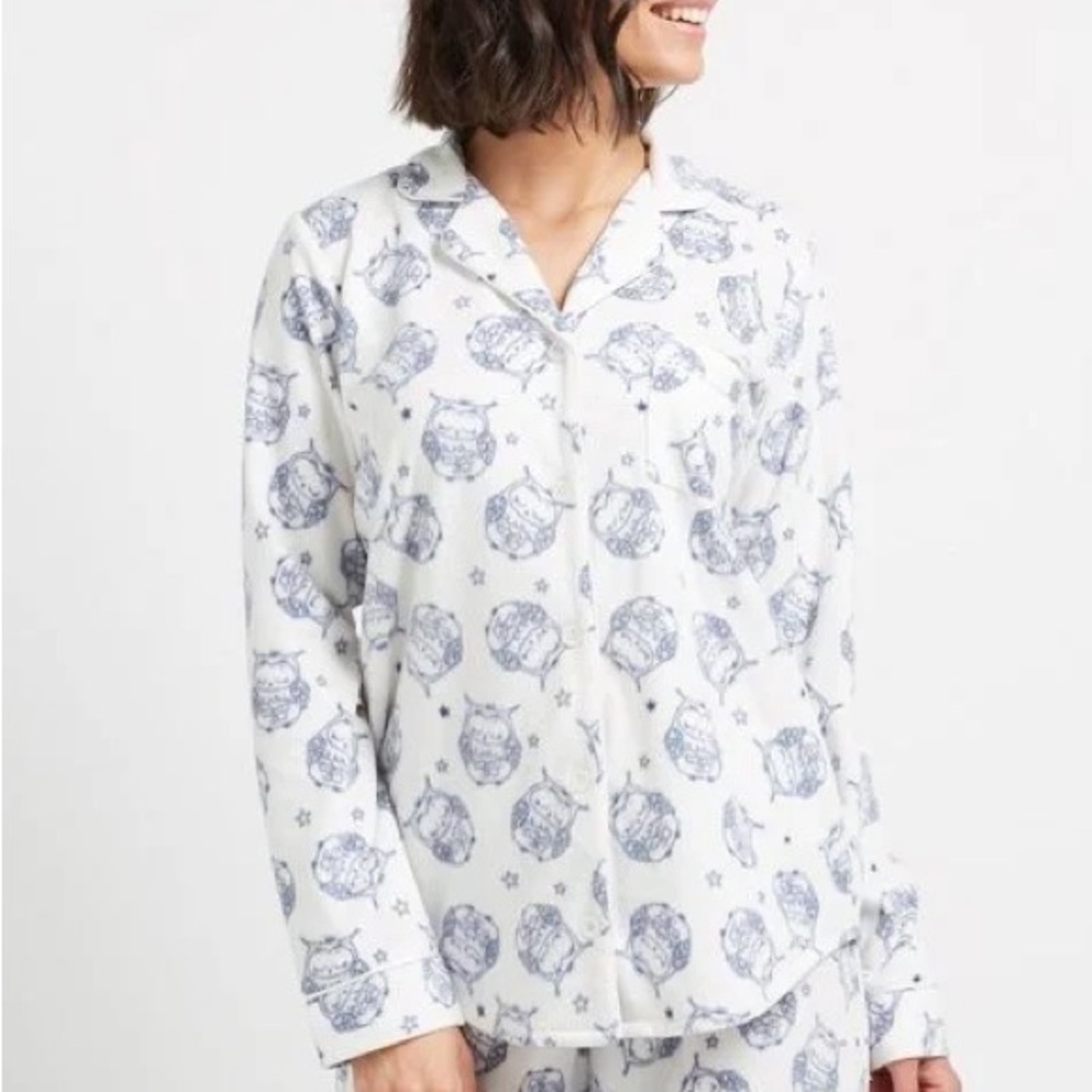 La Vie en Rose Blue Owl Print Pajama Set